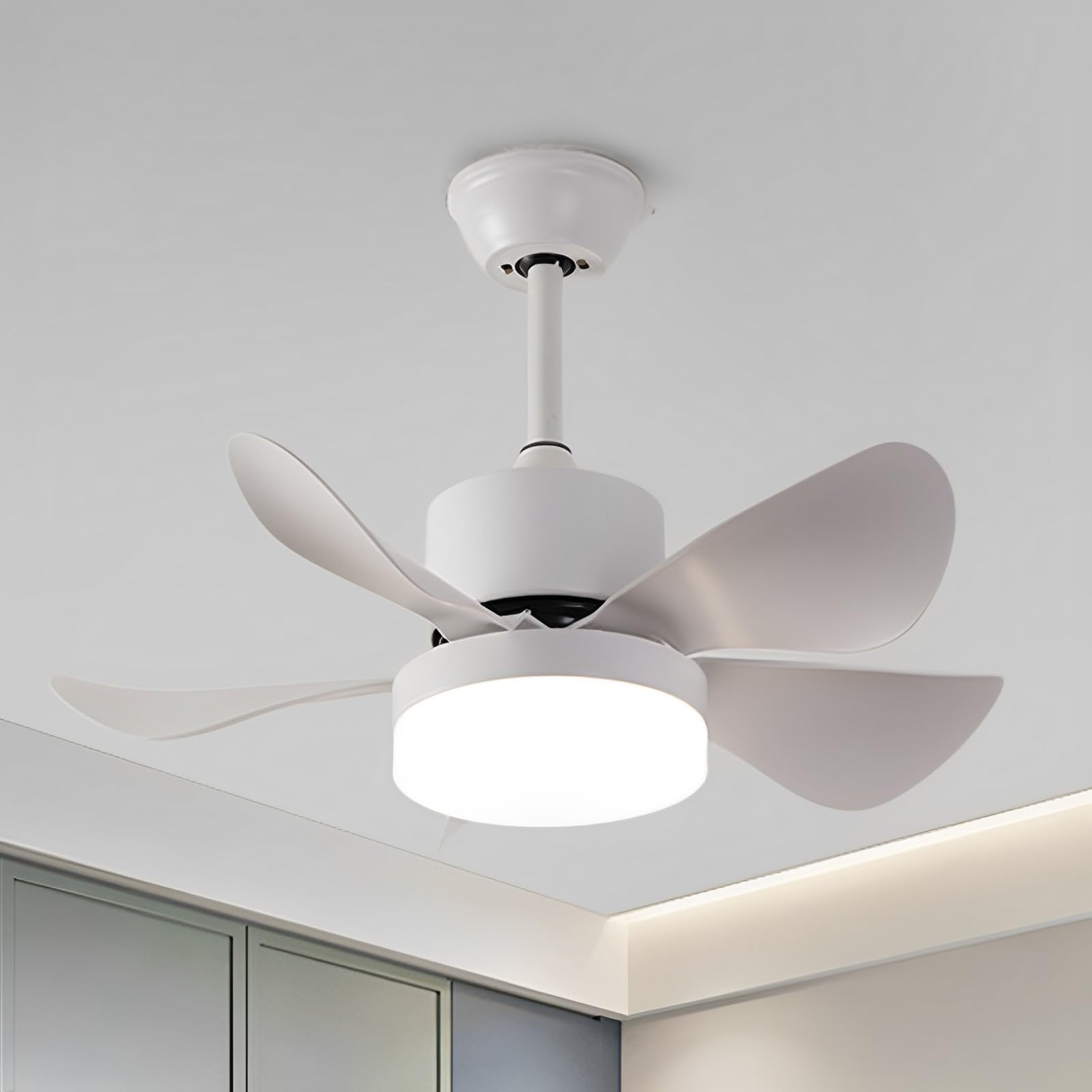 SXDMOUBK 33" Remote Ceiling Fan Light Indoor Quiet Ceiling Fans With DC Motor 6 Speeds Ceiling Fan With Light Dimmable LED Ceiling Light Fixtures For Bedroom Lounge Room Living Room