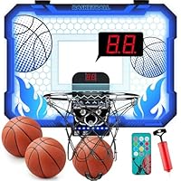 VROGTIK Indoor-Basketballkorb für Kinder mit 7 farbigen LED-Lichtern, Fernbedienung, Halterung über der Tür, Anzeigetafel - Geschenke für 4-12 jährige Jungen und Mädchen