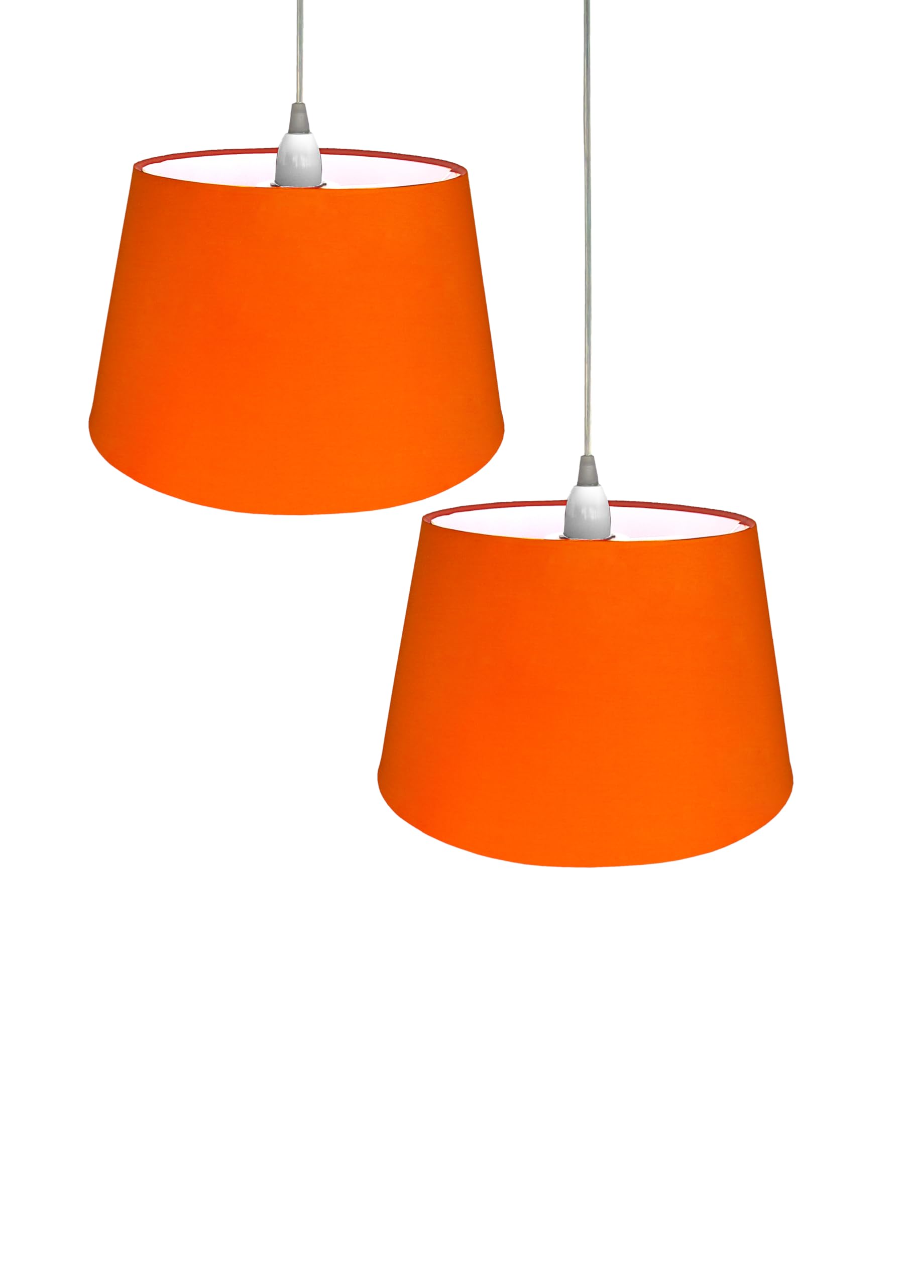 Loxton Lighting Orange Cotton Drum Shade – 10 Inch Easy Fit Es/Bc Shade For Living Rooms, Bedrooms, Hallways And Kitchens, Pendant Lampshades Or Shades For Table Lampss (2, )