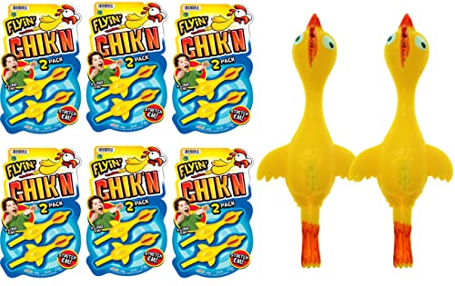 JA-RU Mini Rubber Chicken Slingshot Toy (6 Pack, 12 Chicken Flingers) – Finger Slingshot Toys for Kids, Funny Gag Gifts, Bulk Party Favors, Goodie Bag Stuffers & Classroom Prizes. 426-6p