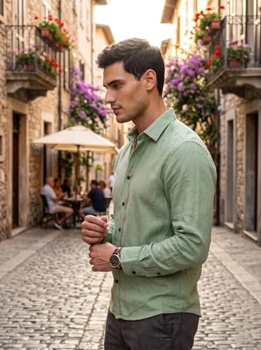 Image of Men's Cotton Blend Solid Casual Shirt Regular Fit Full Sleeve Shirt for Men Plain Formal & Casual Wear Collared Button Down Shirt
