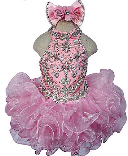 Junguan Baby Girls Short Halter Cupcake Pageant Dresses New Born Princess Birthday Party Tutu Ball Gowns4