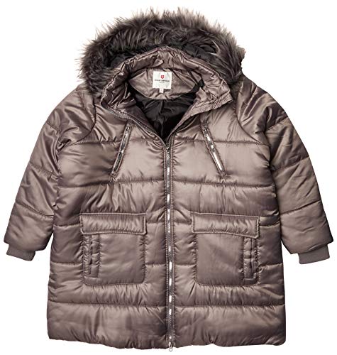 Urban Republic Women's Juniors Puffer Poly Polyfill Jacket, Silver, M