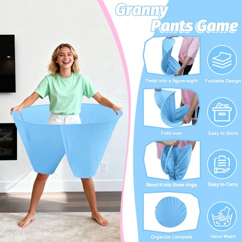 Image of Granny Pants Outdoor Game, 2PCS Granny Pants Game with 8 Bouncy Balls and 1 Air Pump (Random Colors) Granny Pants Yard Game Baby Shower Funny Party Game for Adults & Family, Giant Pants Catch