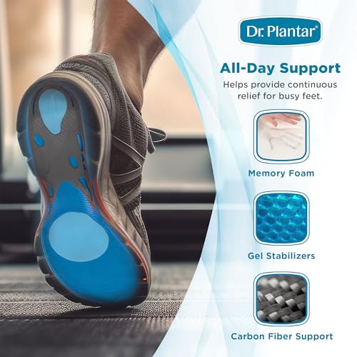 Dr. Plantar Insoles for Men, Arch Support, Memory Foam, Sizes 8-12, Trim to Fit - image 4