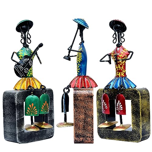 Musician Dolls Wall Hanging Metal Showpieces Handmade Iron Home Decor Tabletop Statues for Living Room, Decorative Items for Home Wall, Festive Gifting, Housewarming Present — photo — 2 of 9