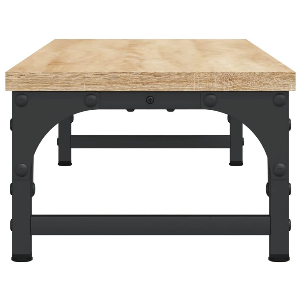 Supporto per monitor in rovere Sonoma, in legno e metallo, 85 x 23 x 15,5 cm, supporto per monitor e laptop, ufficio, home office, gaming, postazione di lavoro con ripiano
