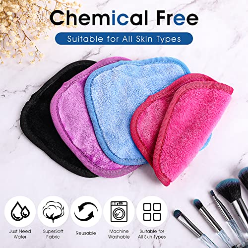 Sibba 4 PCS Makeup Cloth Remover Reusable Soft Microfiber Face Washing Pads Wash Body Facial Make-Up Towels Washcloths Cleansing Wipe Out Daily Travel Eye Skincare Remove Cosmetic Rags - Image 6