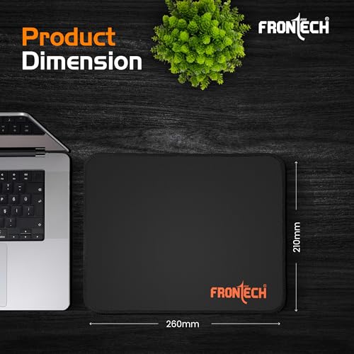 Image of FRONTECH Premium Computer Mouse Pad - 260mm x 210mm x 3mm | Anti-Slip Rubber Base | Water-Resistant | Micro-Textured Surface with Stitched Edges (MSP-0061 ORG)
