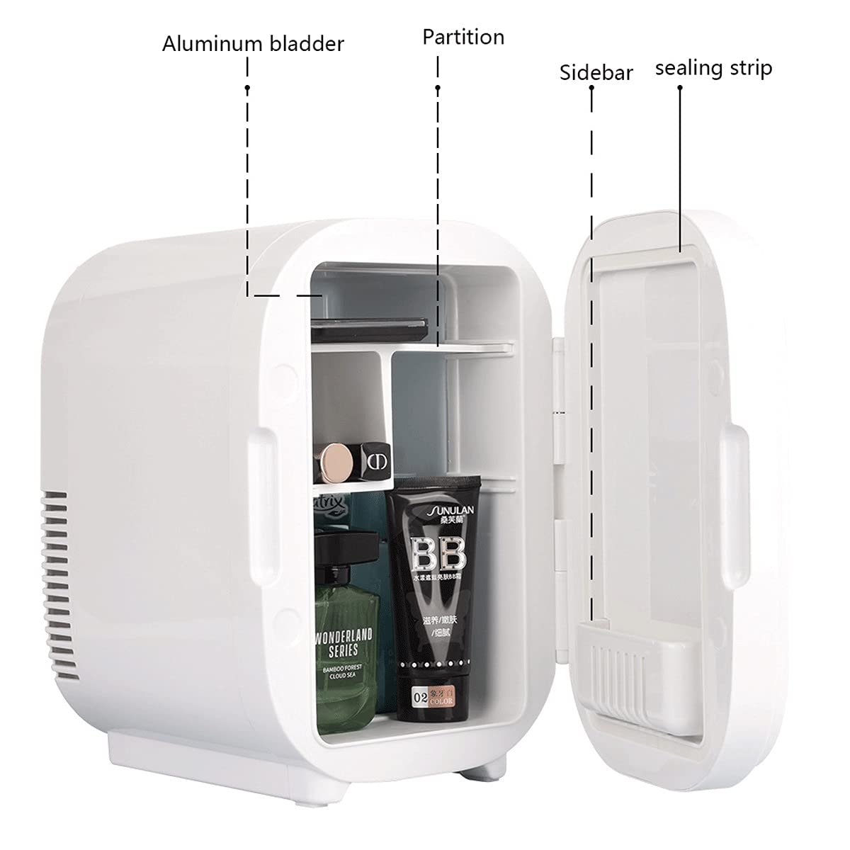 Mini refrigerador termoeléctrico portátil de 8 litros CA/CC, ideal para el cuidado de la piel, alimentos, hogar y viajes, 12/24 V, 110-220 V (color: verde, tamaño: 12 V/110 V/220 V)