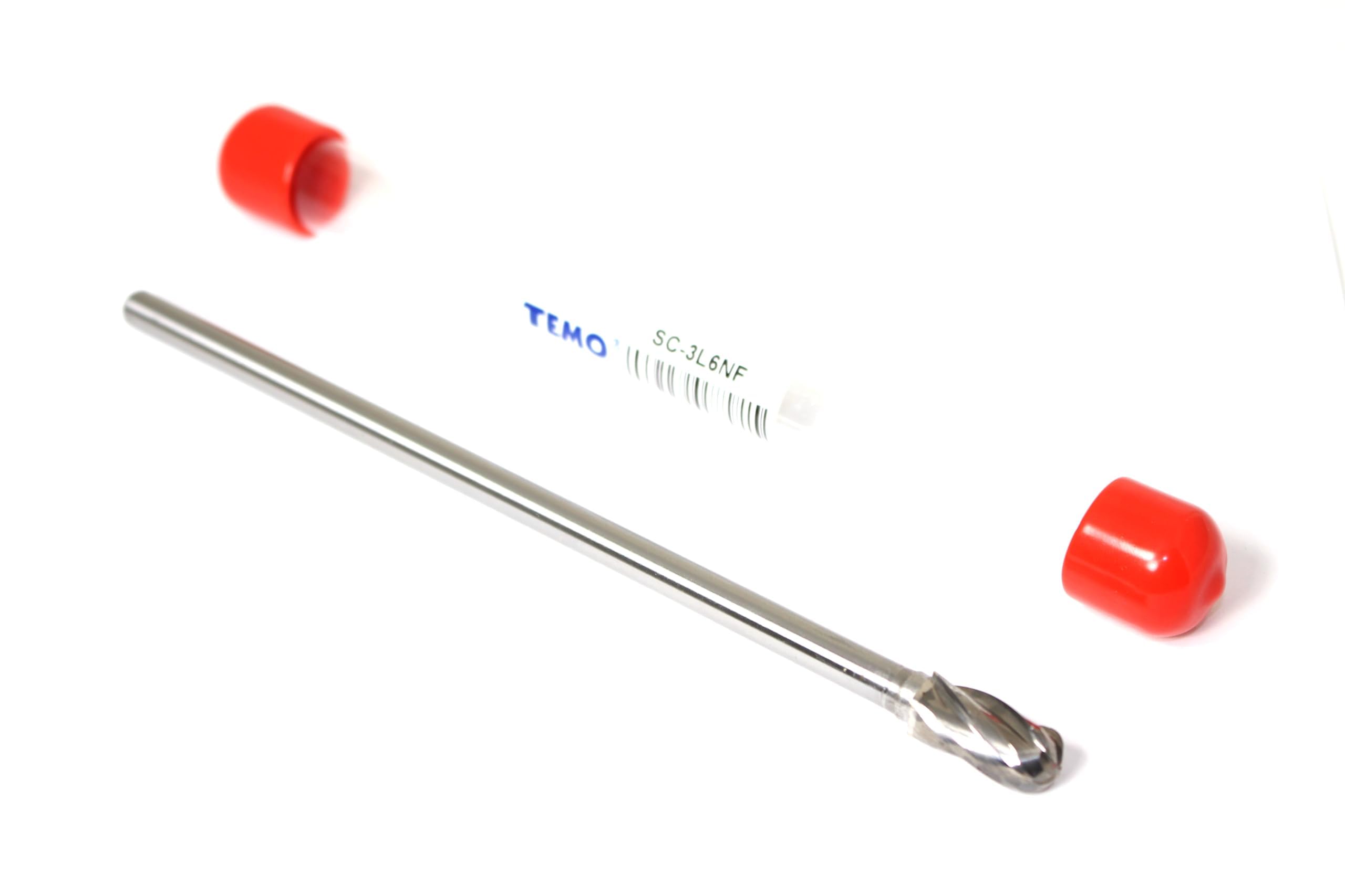 TEMO SC-3L6 NF Aluminum Cut Carbide Burr File 3/8" CyliBall, 1/4x6" Shank — Amazon image 2