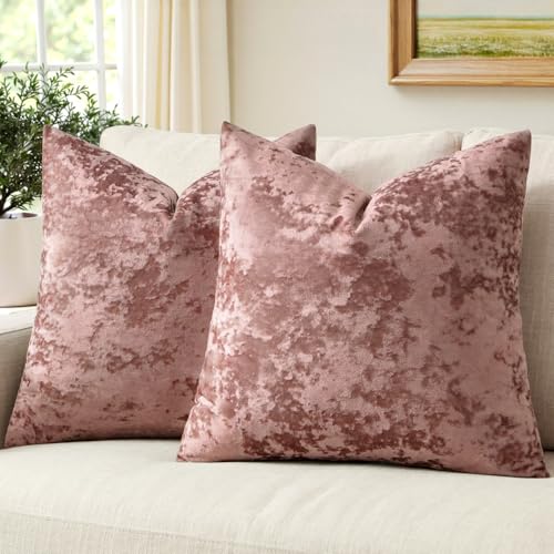 MIULEE Velvet Throw Pillow Covers Dusty Rose Pink 18x18 inch Set of 2