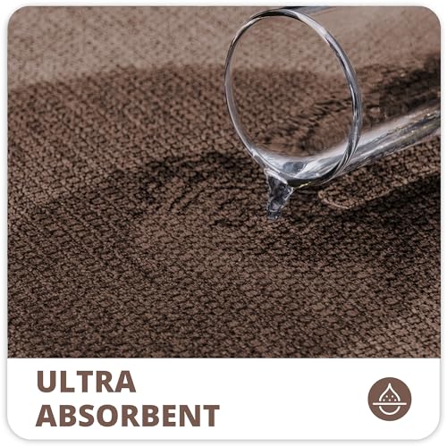 Bath Mat,Ultra Thin Bathroom Rugs,Rubber Bath Mats for Bathroom,No Slip Bath Rugs,Quick Dry,Machine Washable,Low Pile,Absorbent,Shower Outside,Sink,Home Decor Accessories.Brown,1'5"x2'3"(2 Pack)