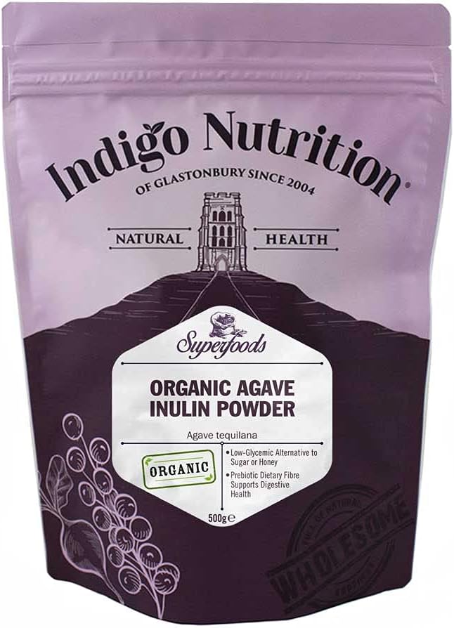 Indigo Herbs Organic Agave Inulin Powder 500g | Prebiotic Fibre | Sugar Alternative | Vegan & Gluten Free