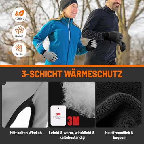 GXCROR 3M Thinsulate Winterhandschuhe, Fahrradhandschuhe, Laufhandschuhe, rutschfest und touchscreenfähig, geeignet für Radfahren, Laufen, Angeln und Motorradfahren