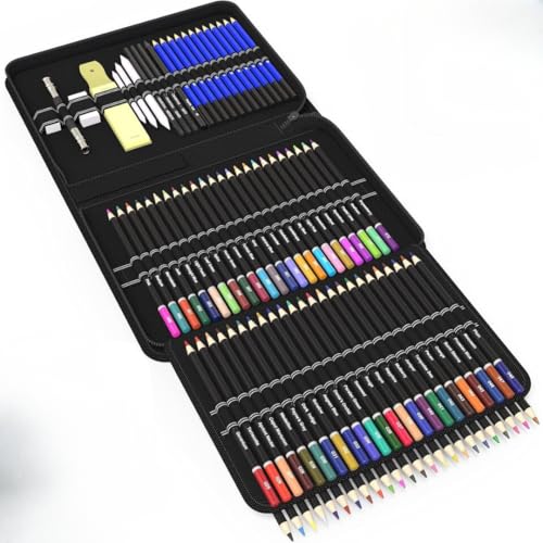Conjunto de lápis de arte profissional com 95 peças, Kit de esboços para caderno de desenho, aquarela, grafite, metal, lápis de carvão para artistas iniciantes adultos e crianças adolescentes Premium