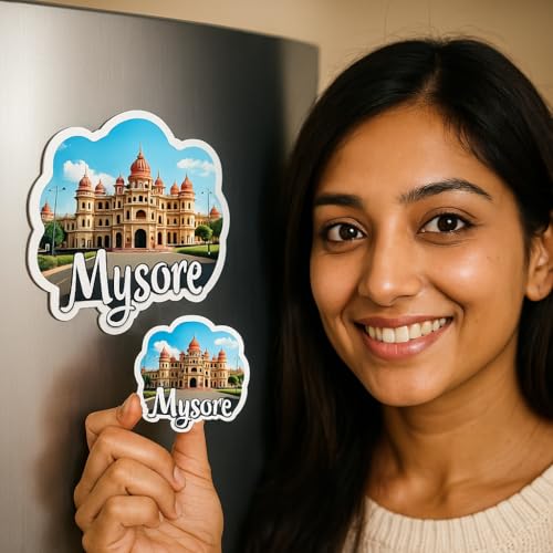 Image of Naxon Mysore City Theme Souvenir Wooden Fridge Magnet for Refrigerator - Printed Fridge Magnet for Kitchen & Home Decor | Perfect Souvenir Gift | Size 3x3 in | Pack of 1