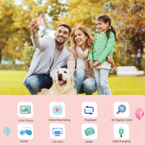 Voltenick Kids Camera, Upgrade Selfie Digital Camera For Girls 3 4 5 6 7 8 Years Old, Christmas Birthday Gifts Toys Camera For Girl Age 3-9, Children Toddler Hd Video Camera With 32Gb Sd Card (Pink) #TOP1