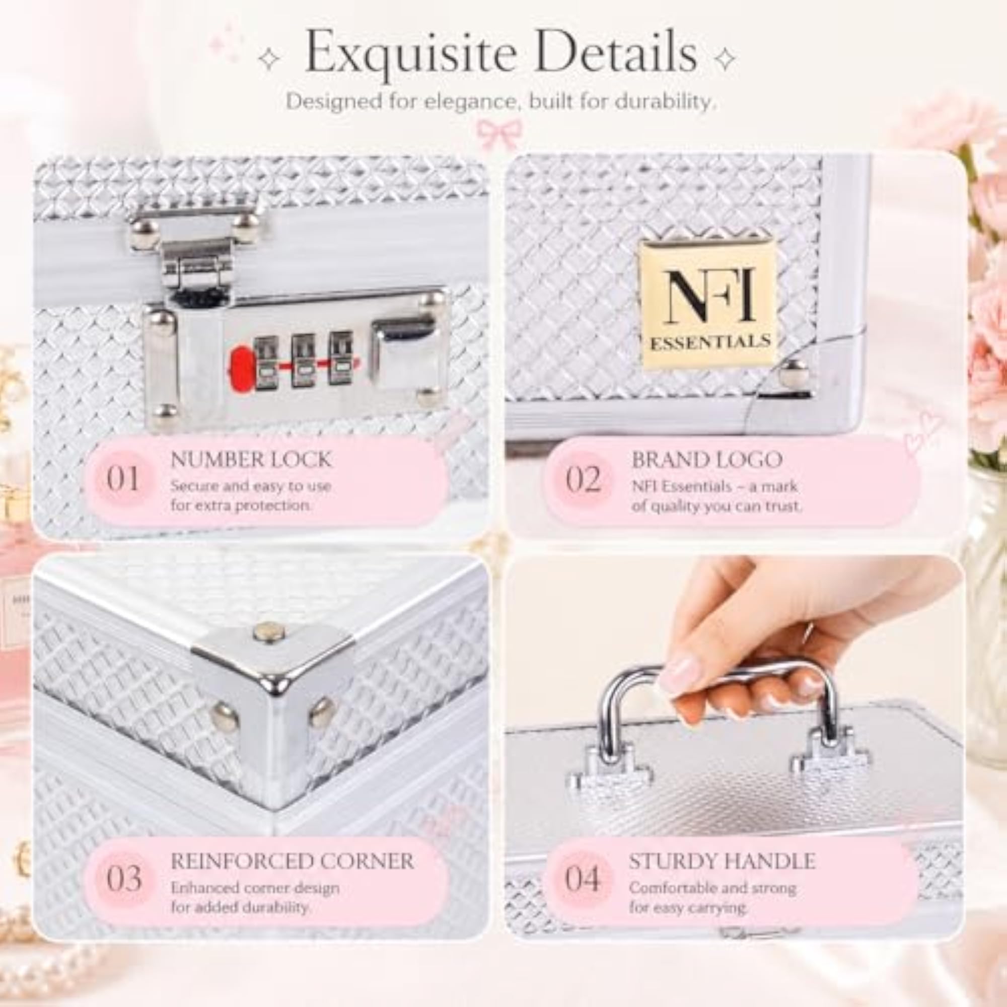 Professional Makeup Vanity Box with Mirror, Large Storage Case