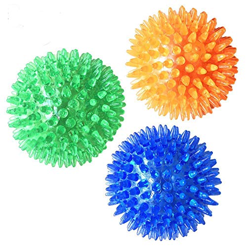 3 Pcs Pet Squeaky Chewing Balls Puppy Chew Toys Soft Stab Balls Cleaning Teeth Toys Play Balls with High Bounce for Large Medium Small Pet Dog Cat