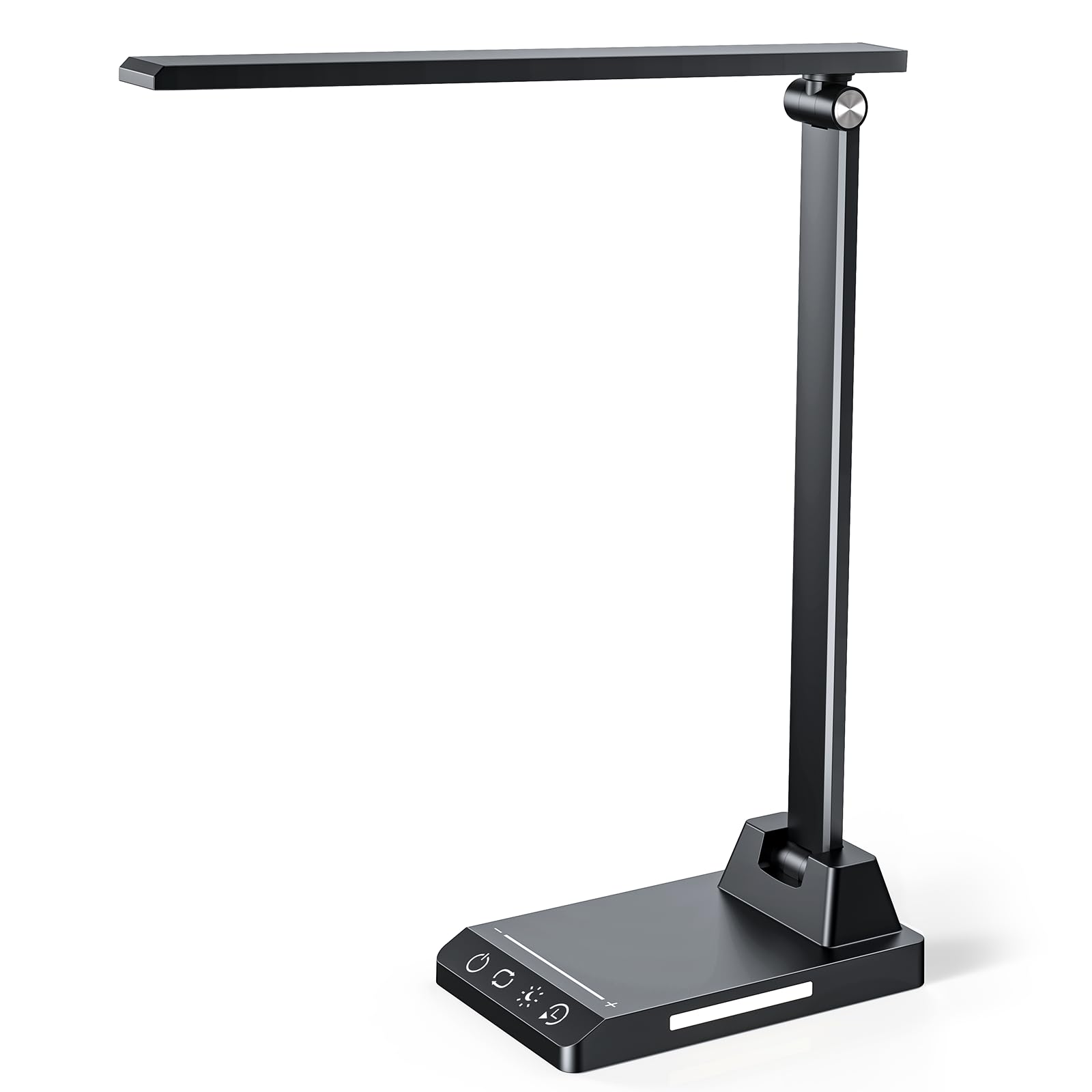 Schreibtischlampe LED Dimmbar - Tischlampe Kabellose mit 2500 mAh Wiederaufladbarem Akku, 5 Farben und 10 Helligkeitsstufen, USB Ladeanschluss, Bürolampe LED Schreibtischlampe für Kinder Büro, Schwarz