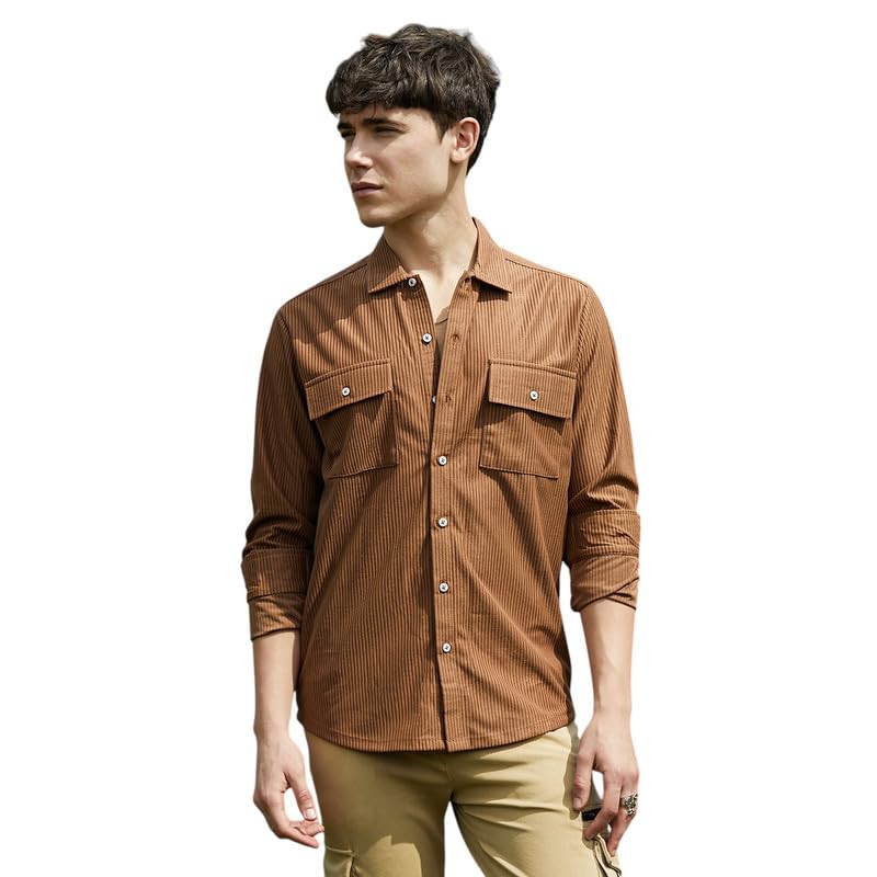 Image of CAHOOT Men's Shirt for Casual Wear | Spread Collar | Long Cuffed Sleeves | Button Closure | Shirt Crafted with Comfort Fit for Everyday Wear