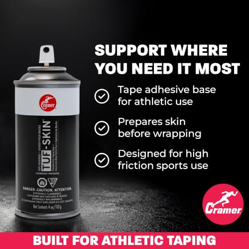 Image of Cramer Tuf-Skin Pre Tape Spray, Firm Adhesive Base to Secure Gymnasts Clothing, Underwrap & Kinesiology Tapes, Long Lasting Hold, Prevents Blisters, Athletic Training Supplies, Colorless