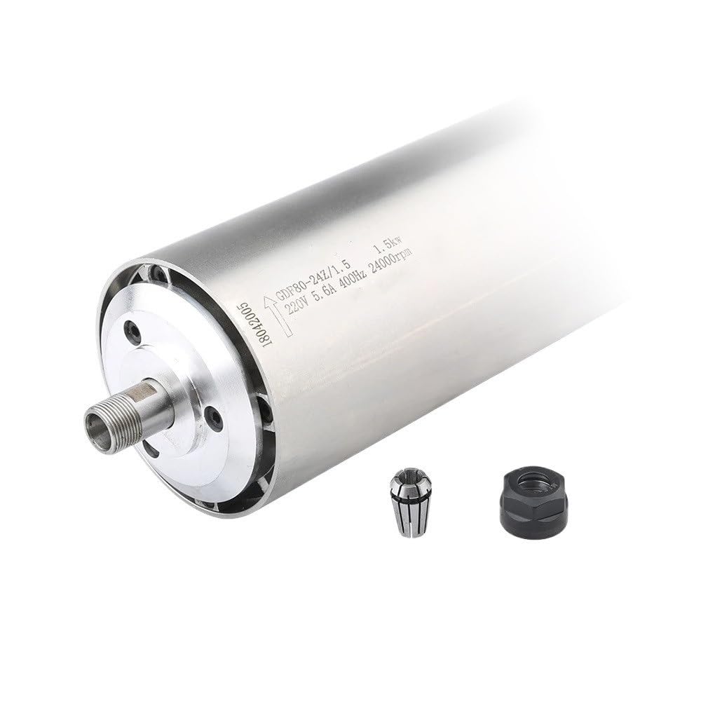 WAAZVXS 1.5KW ER11 220V/380V Air Cooled Milling Spindle Motor 80mm Spindle for CNC Router Woodworking Carving GDF80-24Z/1.5 (Color : 220V)