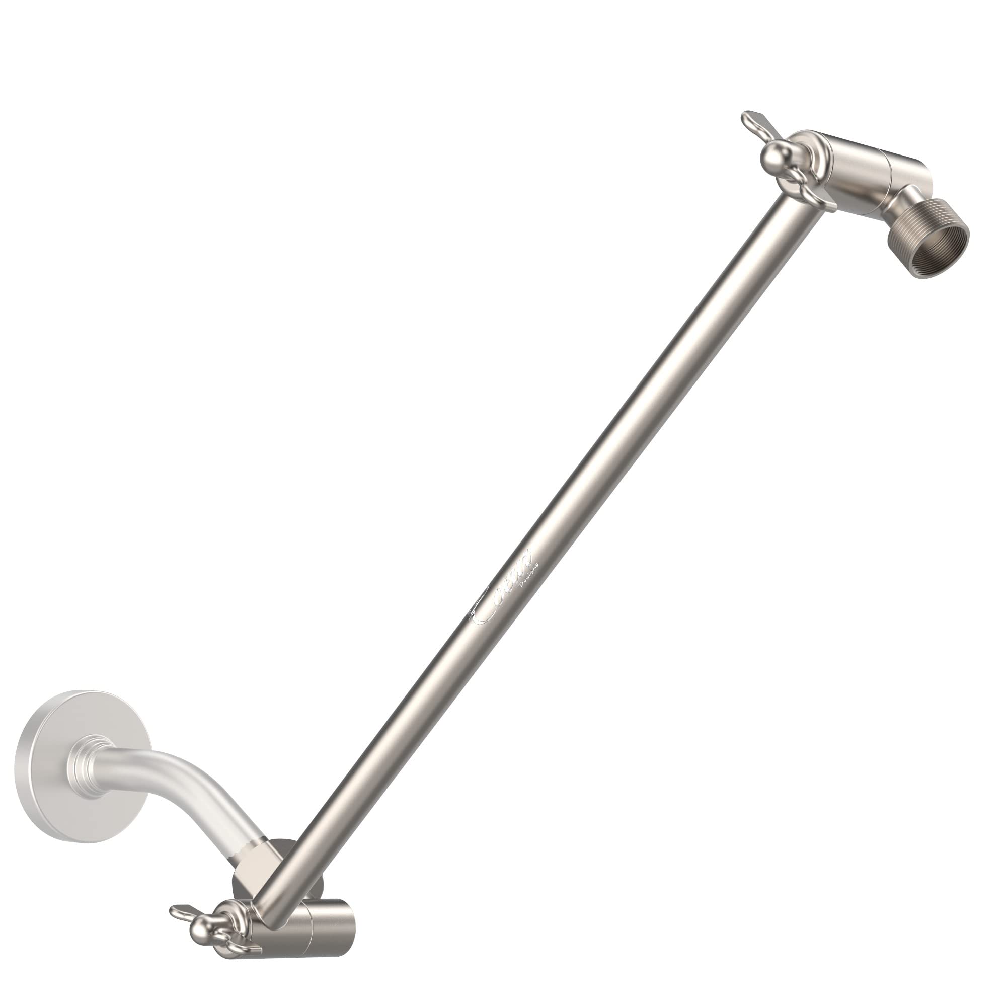 Coeur Designs 16-Inch Extra Long Shower Extension Arm. Solid Brass. Height/Angle Adjustable With a Unique Locking Gear for a Perfect Position Every