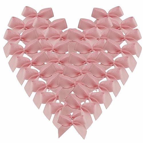 Micomon 50pcs 1-Inch Mini Ribbon Bows for Crafts Small Pink Bows for Easter Holiday Decoration Baby Shower Embalishement(Pink)