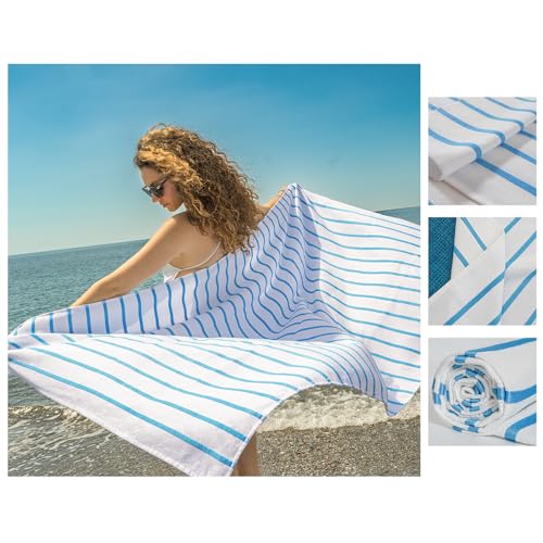 nice homeit –Set da 2 Telo Mare in Cotone 100x180cm – Asciugamano Mare a Doppia Faccia – Assorbente, Asciugatura Rapida, Leggero, Anti-Sabbia, Made in Italy