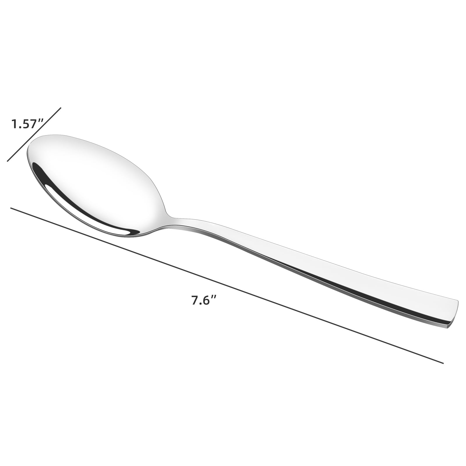 Kekow 16 Pieces Dinner Spoon Set, Stainless Steel Dinner Spoon, 7.6 Inch Silverware Dinner Spoons