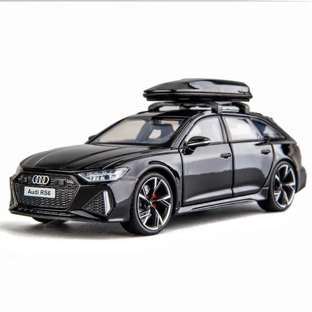 VARIYA ENTERPRISE Diecast Audi RS6 Avant Toy Car 1:24 Scale Model,Pull Back Vehicles Alloy Simulation Supercar with Lights and Sound Also for Car Dashboard,Kids,Adult (Black)