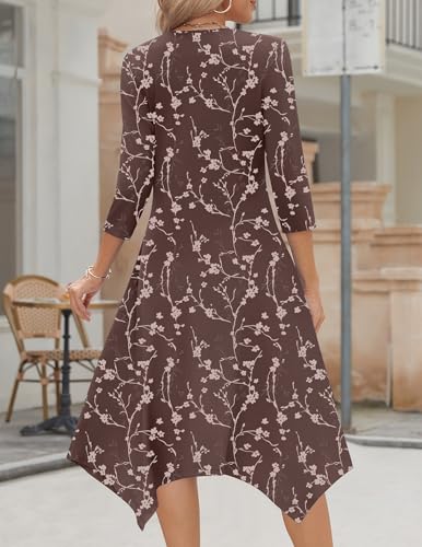Image of Zeagoo Midi Dresses Women 2026 Dress 3 /4 Sleeve Casual Dresses with Pockets A Line Summer Beach Sundress