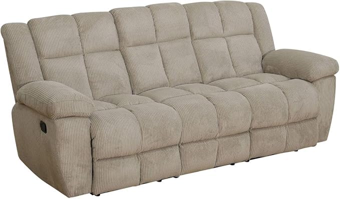 Corduroy Recliner Sofa Set for Living Room,Reclining Loveseat/Couch/Chair Set Manual Reclining Sofa Set with Storage/Cup Holders for Living Room Office Home (Beige, 3 Seater Sofa)