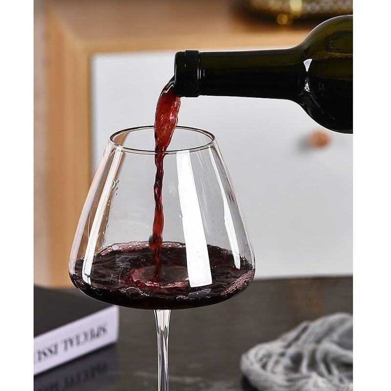 Set mit 2 gerippten Weingläsern, 720 ml, klares Glas mit langem Stiel for Rot- und Weißwein, spülmaschinenfest
