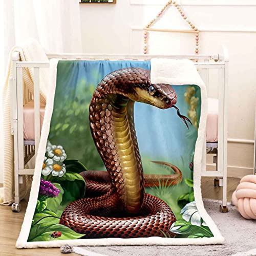 Couverture flanelle serpent impression 3D douce au toucher toutes saisons - 3