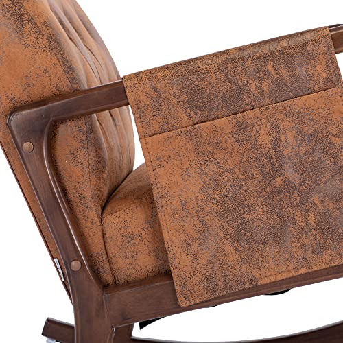 Royard Oaktree Rocking Chair With Ottoman And Side Pockets Upholstered Glider Chair With Wood Frame Modern High Back Armchair For Living Room/Bedroom/Nursery,Coffee #TOP4