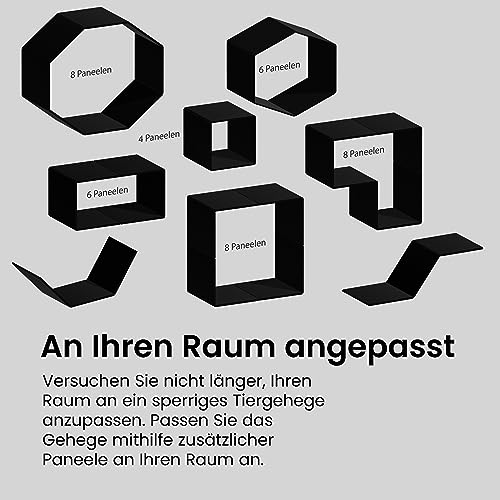 Iris Ohyama Welpenauslauf mit 4 Paneelen und abschließbarer Tür, H60cm, Schwarz, Katzengehege, Hundebox, Für Outdoor, Indoor, Welpenlaufstall, Hundezaun, Welpenzaun, Laufstall Hund, CI-604E WD