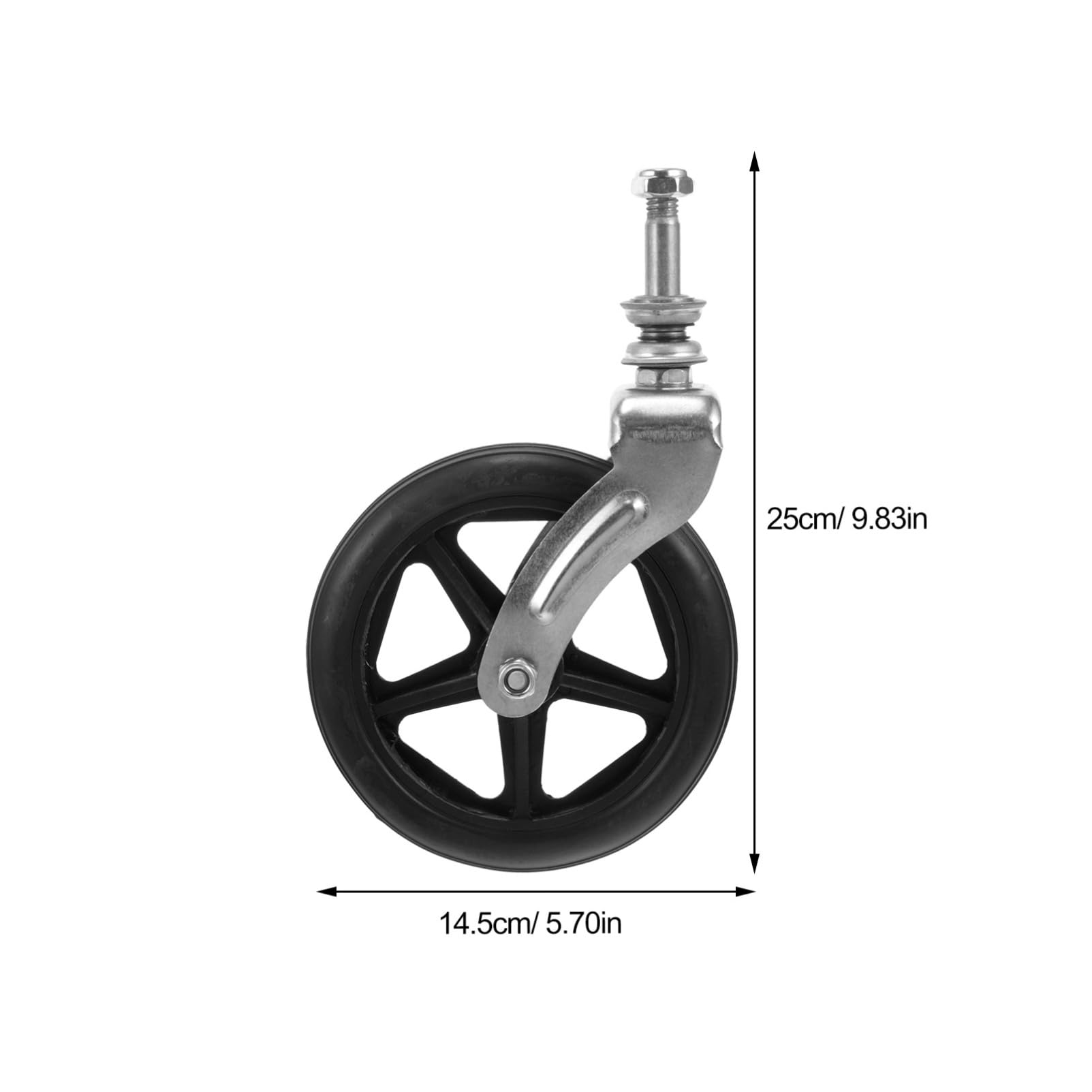 FOMIYES Wheelchair Front Fork Assembly Replacement Wheel Rubber Steel Tube for Smooth Drive