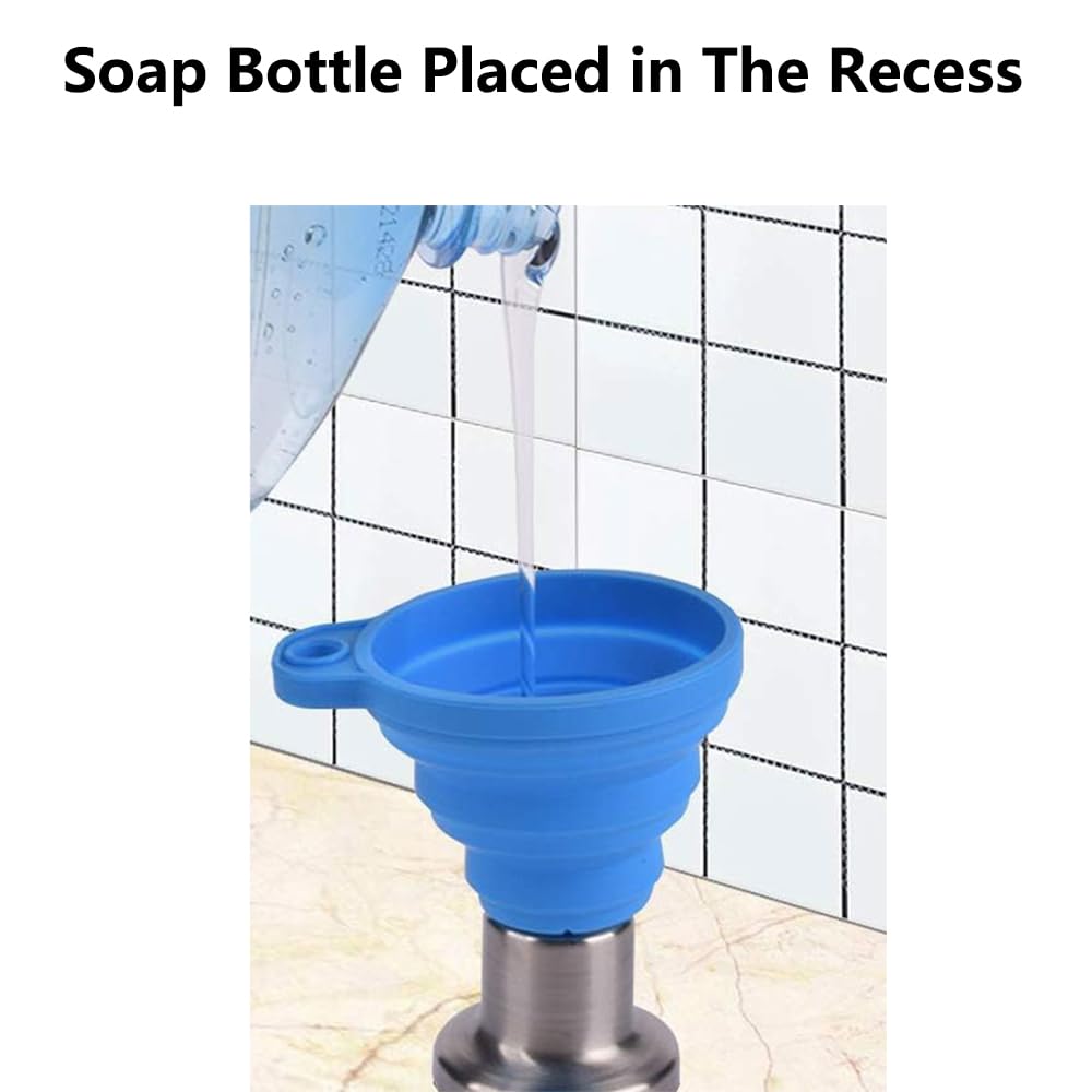 Dispensador de jabón integrado para fregadero, dispensador de cabezal de bomba de acero inoxidable de 300 cc, dispensador de detergente líquido para cocina, baño, lavavajillas, plateado