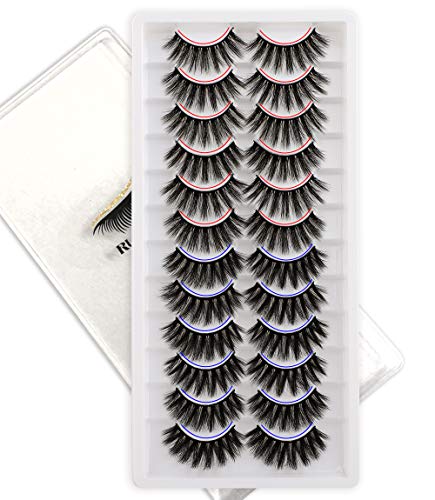 Ruairie False Eyelashes, 12 Pairs 2 Styles 3D False Lashes Pack Fluffy Volume Fake Eyelashes