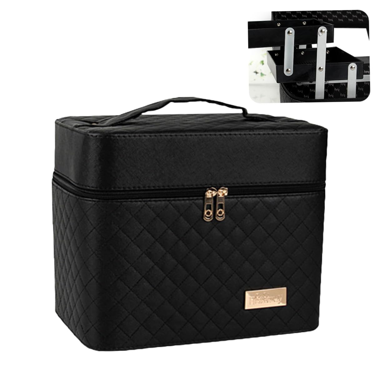 FOMIYES 2couche Organisateur Maquillage Voyage Compartiments Pochette Rangement Cosmétiques Portable Trousse Maquillage Transportable