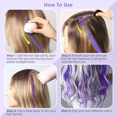 Springsugar Purple Temporary Hair Chalk Color Comb + Washable Hair Mascara Dye For Girls Kids thumb #4