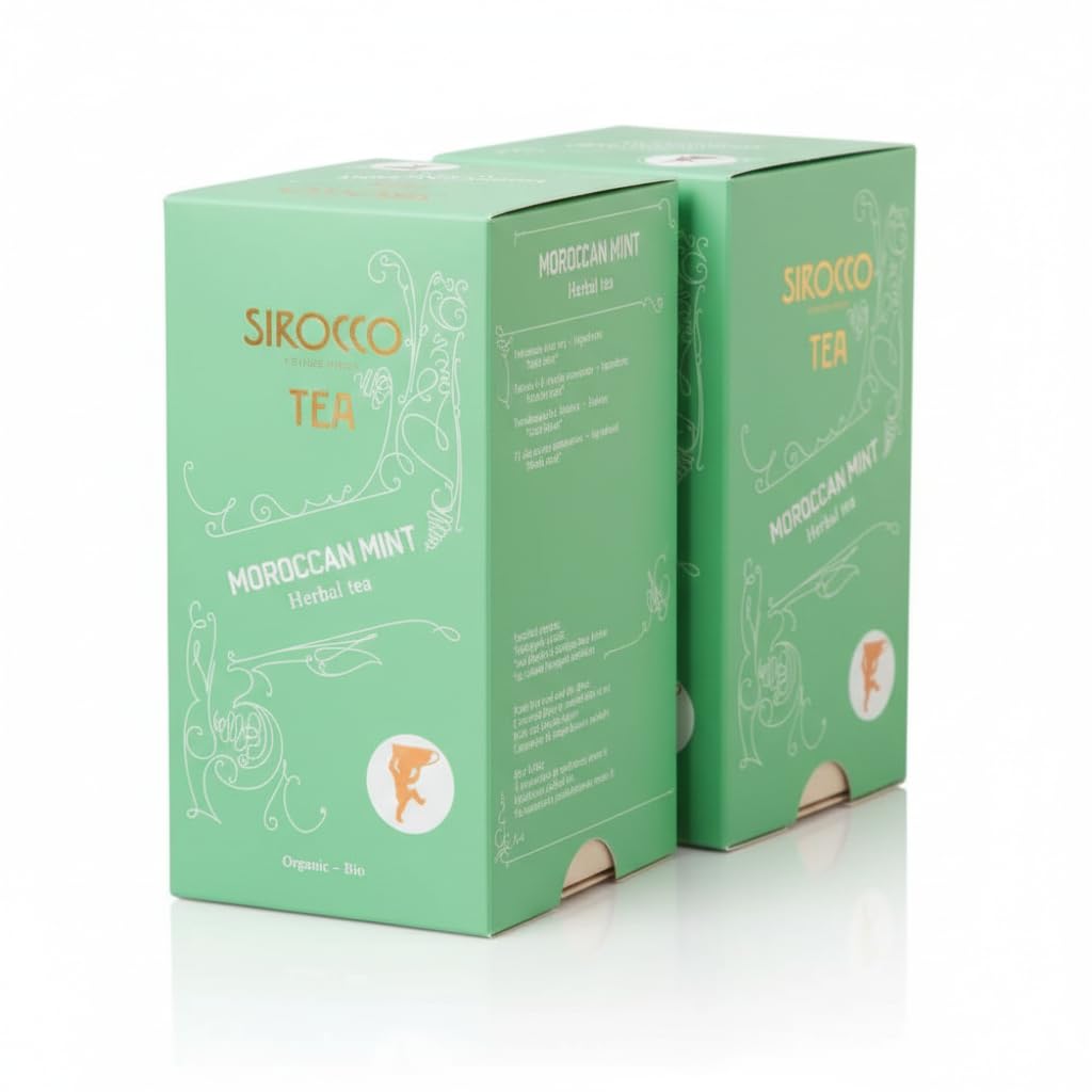 Sirocco Bio Minze-Tee Marokkanische Minze - Nanaminze – 20 Sachets koffeinfrei naturbelassen Kräutertee aus Marokko - 20 x 2,5 g - 2 Packungen