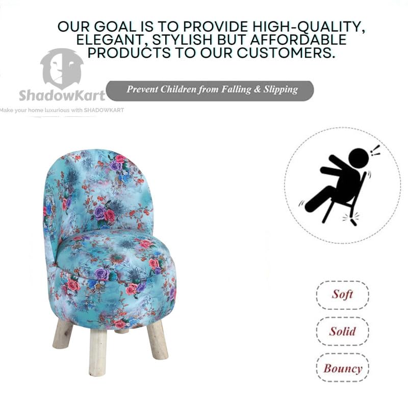 Image of Ottoman Kids pouffe Small Stool for Baby Chair Study Table Stool for Kids Room Baby Sofa Stepstool Children Cartoon Wooden Chair, 14x26 Inch, Red& Blue