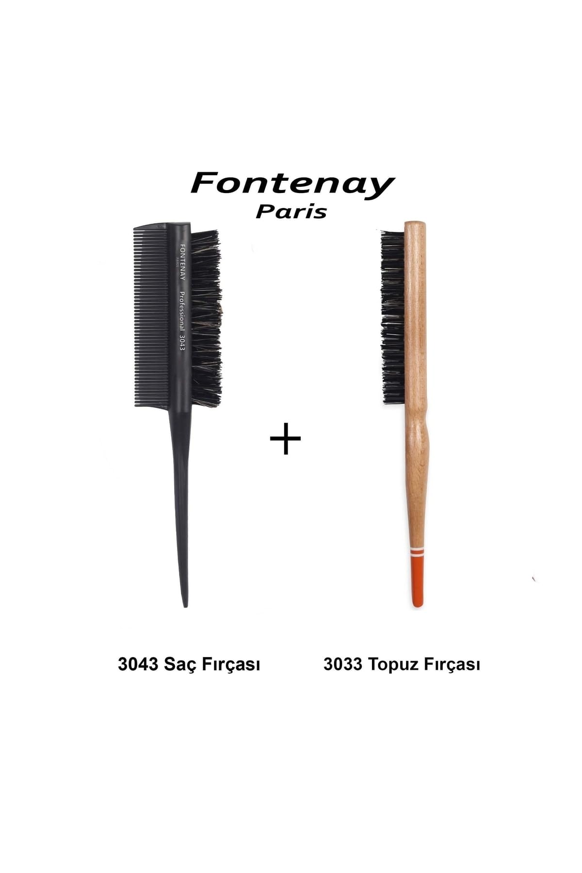 Fontenay Profesyonel 3043 Topuz Fırçası Krepe Şiş Tarak 3 In 1 Ve 3033 Topuz Fırçası 2'Li Fırça Seti Turuncu