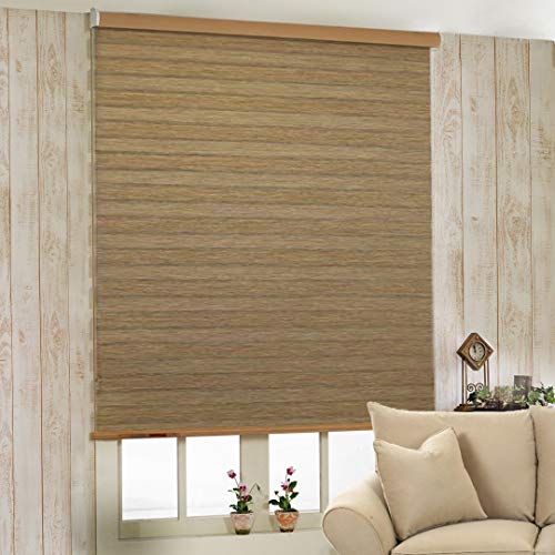 Image of Zebra Blind for Windows Dual Layer Zebra Roller Shades Light Filtering Sheer Window Treatments Privacy Light Control for Day and Night, Color Beige, W160XH160CM Width 5feet.24 inchx 5feet.24inch