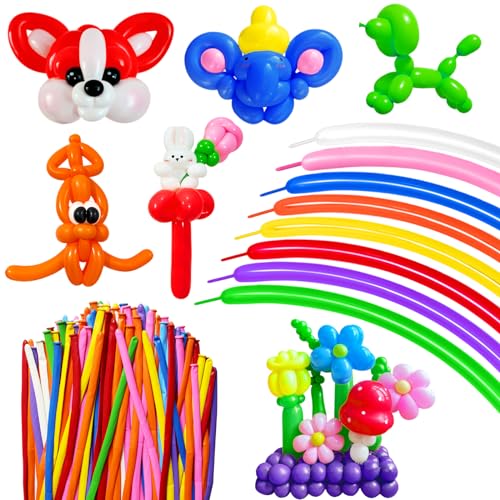 Image of 100Pcs Color 260 Balloons, Long Balloon for Tying Balloon Arch, Multicolor Long Skinny Balloons for Twisting Ballons Animal balloons Birthday Party Wedding Festival Decorations