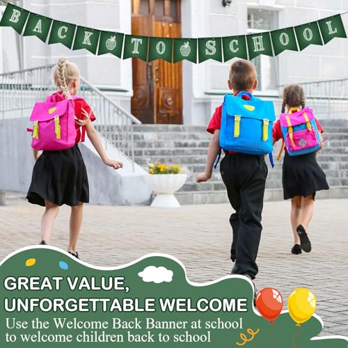 Image of Mooliwe Classroom Decor DIY Banner, Welcome Back to School Party Supply Custom Hanging Bunting Garland Kit with Letters for First Day of School Ambience Celebration Decoration(Green,Blackboard)